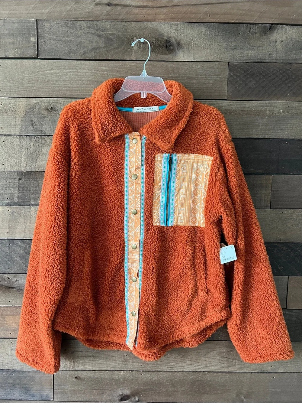 NWT Free People Women's This and That Sherpa Cardi Sherpa Jacket in Rust Size XS